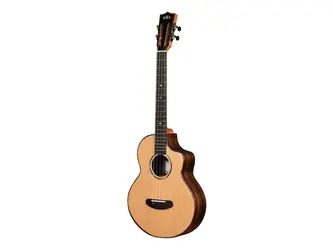 Kala Contour Deluxe All Solid Gloss Spruce Rosewood Ukulele With Cutaway and Bag