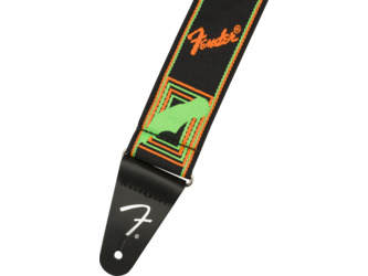 Fender Neon Monogrammed Strap, Green/Orange