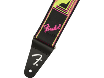 Fender Neon Monogrammed Strap, Yellow/Pink