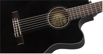 Fender Classic Design CN-140SCE Black Thinline Electro Nylon Guitar & Hardshell Case
