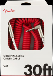 Fender Original Series Coil Cable, Straight-Angle, 30', Fiesta Red
