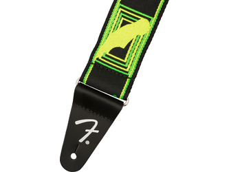 Fender Neon Monogrammed Strap, Green/Yellow