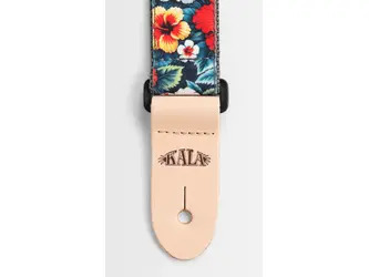Kala Vintage Hibiscus Print Ukulele Strap - Black