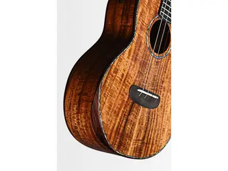 Kala Contour Deluxe All Solid Gloss Spruce Rosewood Ukulele With Cutaway and Bag
