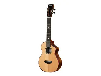 Kala Contour Deluxe All Solid Gloss Spruce Rosewood Ukulele With Cutaway and Bag