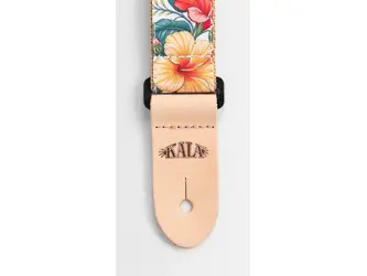 Kala Vintage Hibiscus Print Ukulele Strap - White