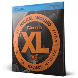 D'Addario EXL160S Nickel Wound Bass Guitar Strings, Medium, 50-105, Short Scale