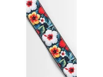 Kala Vintage Hibiscus Print Ukulele Strap - Black