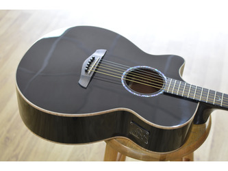Faith Eclipse FECV Venus OM Black Left-Handed All Solid Electro Acoustic Guitar & Case