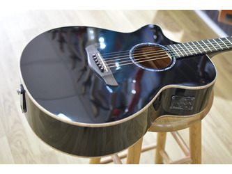 Faith Eclipse FECV Venus OM Black Left-Handed All Solid Electro Acoustic Guitar & Case