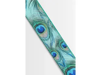 Kala Peacock Print Ukulele Strap - Green