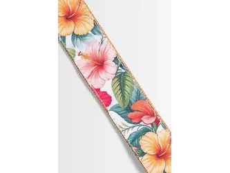 Kala Vintage Hibiscus Print Ukulele Strap - White