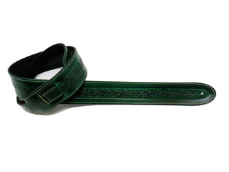 Leathergraft Embossed Guitar Strap, Green - Made In England