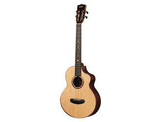 Kala Contour All Solid Gloss Spruce Rosewood Baritone Ukulele w/ Cutaway and Bag