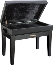Roland RPB400 Satin Black Adjustable Piano Stool with Button Top and Music Storage