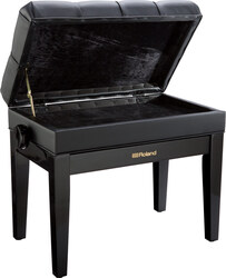 Roland RPB500 Polished Ebony Adjustable Piano Stool with Button Top and Music Storage
