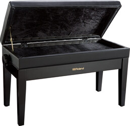 Roland RPB400 Duet Black Polyester Adjustable Piano Stool with Button Top and Music Storage