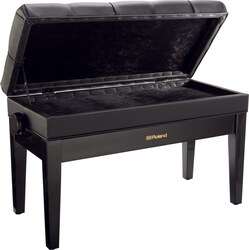 Roland RPB500 Duet Black Polyester Adjustable Piano Stool with Button Top and Music Storage