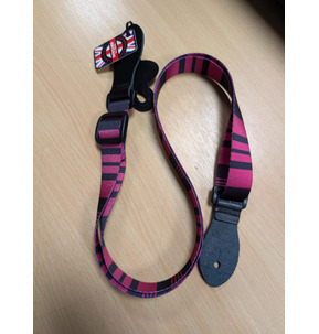 Leathergraft Webbing Adjustable Ukulele Strap - Pink and Black Stripes - Made In England