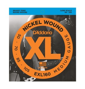 D'Addario EXL160 Nickel Wound Bass Guitar Strings, Medium, 50-105, Long Scale 
