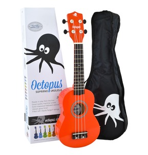Octopus Soprano Ukulele outfit in Red Finish with Black Bag