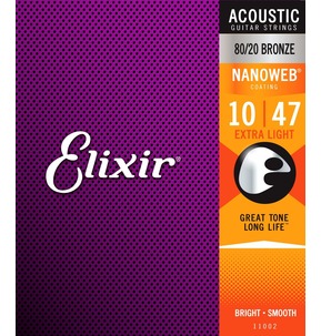 Elixir Acoustic Strings 80/20 Bronze NANOWEB 10-47 Extra Light