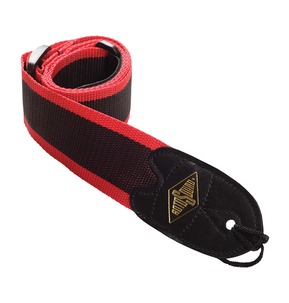 Rotosound STR10 High Quality Strap With Leather Ends - Red Stripes