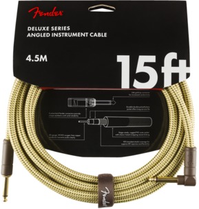 Fender Deluxe Series Instrument Cable, Straight/Angle, 15', Tweed