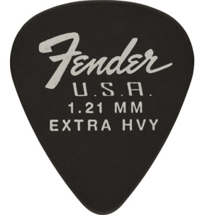 Fender 351 Shape Dura-Tone Delrin Black 1.21mm Extra Heavy Guitar Pick - Pack of 12