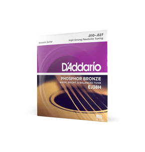 D'Addario EJ38H Phosphor Bronze High strung/Nashville Tuning Acoustic Guitar Strings, 10-27 