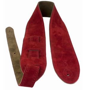 Leathergraft 'The Comfy' Suede Guitar Strap, Red - Made In England
