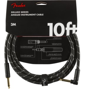 Fender Deluxe Series Instrument Cable, Straight/Angle, 10', Black Tweed