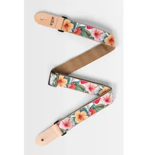 Kala Vintage Hibiscus Print Ukulele Strap - White