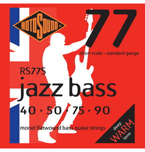 Rotosound RS77S Jazz Bass Short Scale 40-90 Monel Flatwound Bass Guitar Strings