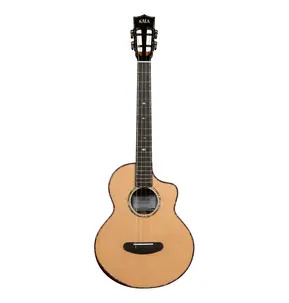 Kala Contour Deluxe All Solid Gloss Spruce Rosewood Ukulele With Cutaway and Bag