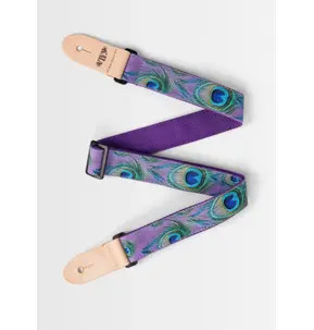 Kala Peacock Print Ukulele Strap - Purple