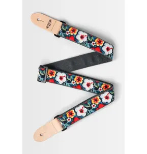 Kala Vintage Hibiscus Print Ukulele Strap - Black