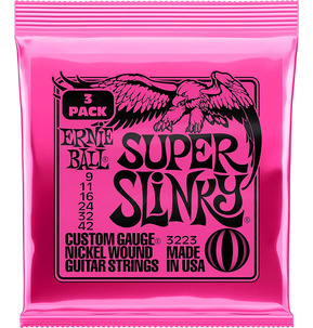 Ernie Ball Super Slinky Nickel Wound Electric Guitar Strings 3 Pack, 9-42
