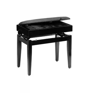 Stagg Adjustable Piano Stool with Music Storage - Black Satin