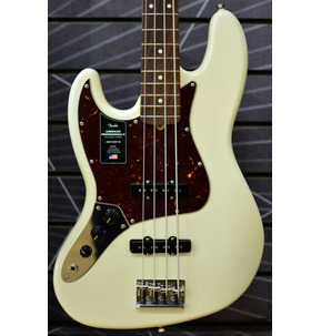 Fender American Professional II Jazz Bass Olympic White Left-Handed Electric Bass Guitar & Case