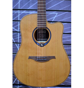 Lag Tramontane Hyvibe 10 THV10DCE Dreadnought Natural Electro Acoustic Guitar & Case