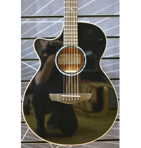 Faith Eclipse FECV Venus OM Black Left-Handed All Solid Electro Acoustic Guitar & Case