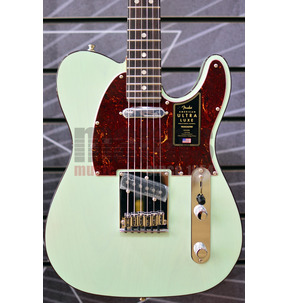 Fender American Ultra Luxe Telecaster Transparent Surf Green Electric Guitar & Case