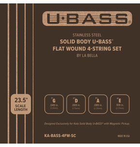 Kala Solid Body Stainless Steel Solid Body UBASS Flat Wound 4-String Set