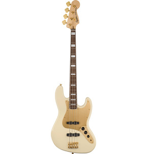 Fender Squier 40th Anniversary Gold Edition Jazz Bass Olympic White Electric Bass Guitar