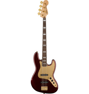 Fender Squier 40th Anniversary Gold Edition Jazz Bass Ruby Red Metallic Electric Bass Guitar