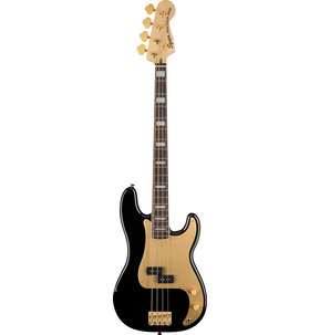 Fender Squier 40th Anniversary Gold Edition Precision Bass Black Electric Bass Guitar 