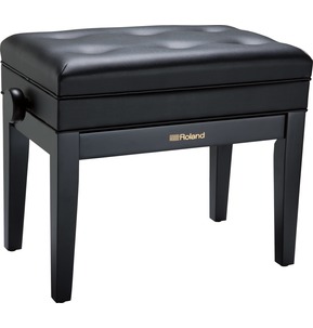 Roland RPB400 Satin Black Adjustable Piano Stool with Button Top and Music Storage
