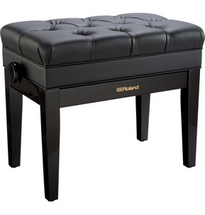 Roland RPB500 Polished Ebony Adjustable Piano Stool with Button Top and Music Storage