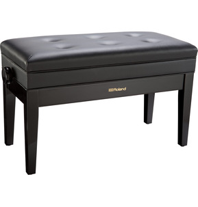 Roland RPB400 Duet Black Polyester Adjustable Piano Stool with Button Top and Music Storage